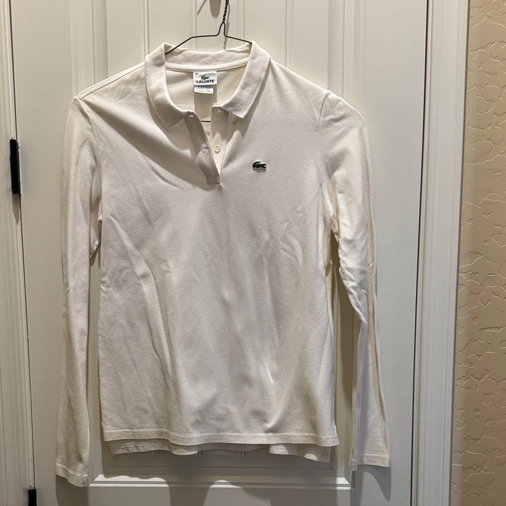 Lacoste Women's White Long Sleeve Polo